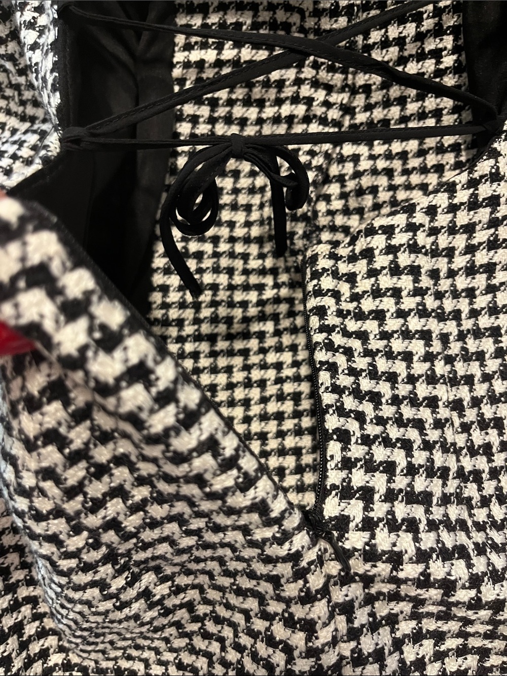 Zara Houndstooth Black & White Tailored Women's Dress - Picture 3 of 6